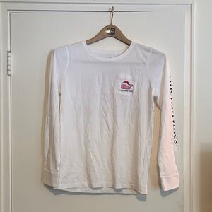 Vineyard Vines White Cotton long sleeve tShirt santa whale christmas